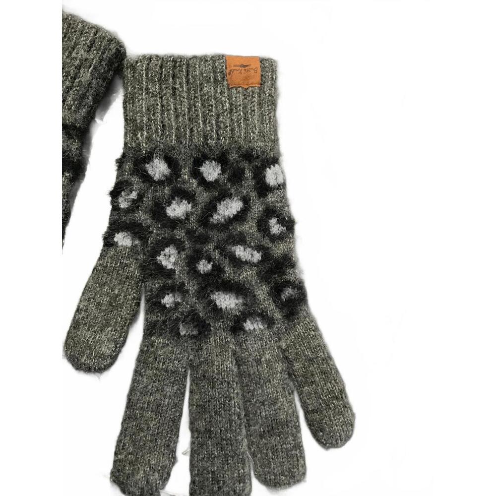 Britt's Knits Cozy Knit Leopard Print Gloves - Picture 2 of 5
